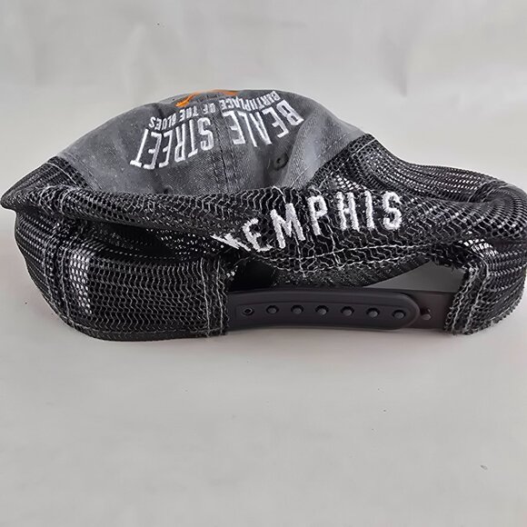 Beale Street Memphis Trucker Hat Gray Embroidered Guitar Cap Adjustable Blues - Picture 6 of 8
